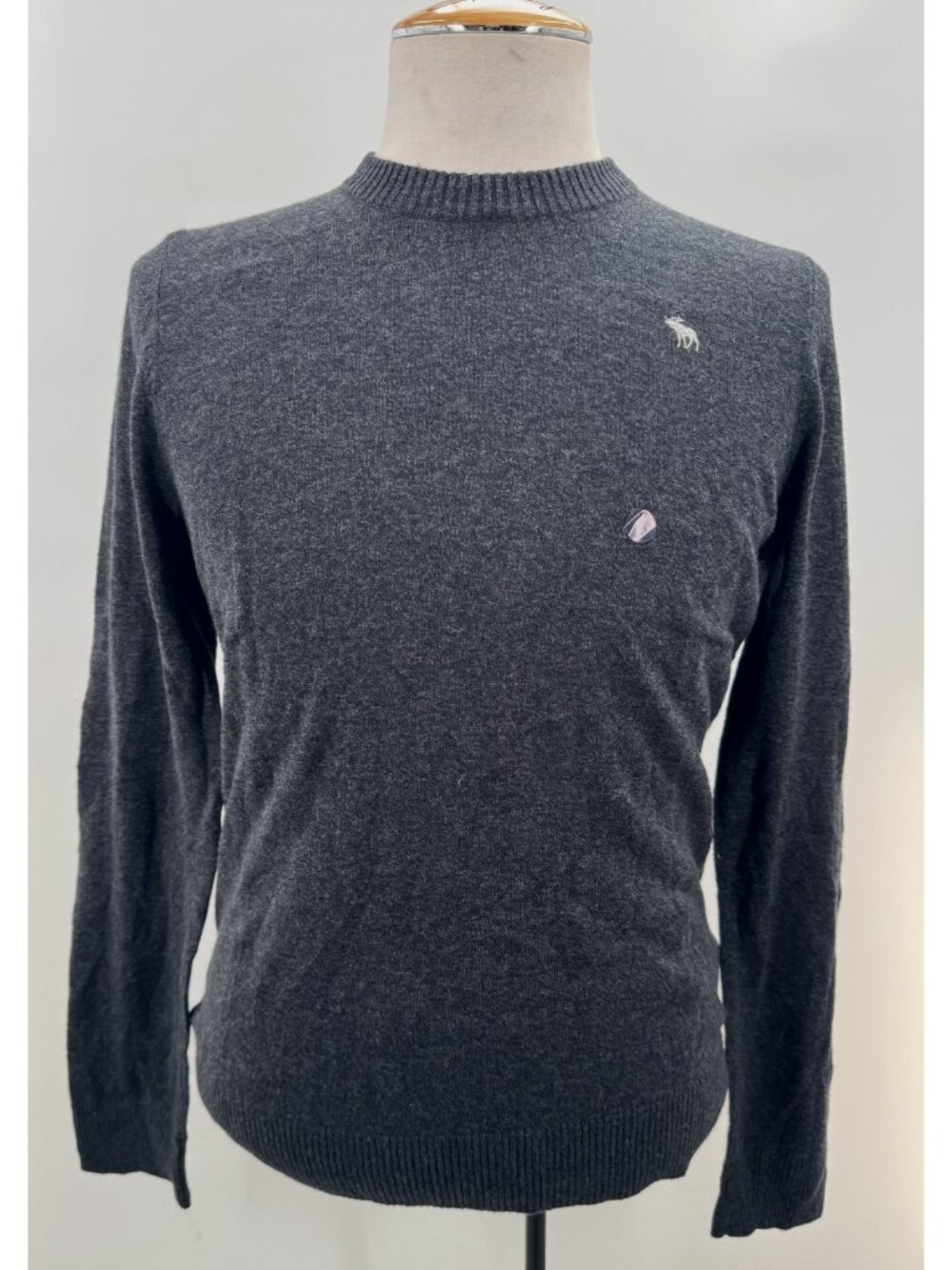 NWT Abercrombie & Fitch Y2K 90s Cashmere Blend Sweater Dark Grey Logo Men's Sz M